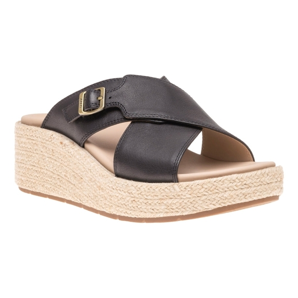 Abeo Shoes - ABEO Solstice Cross Black Leather Sandals with Platform Sole